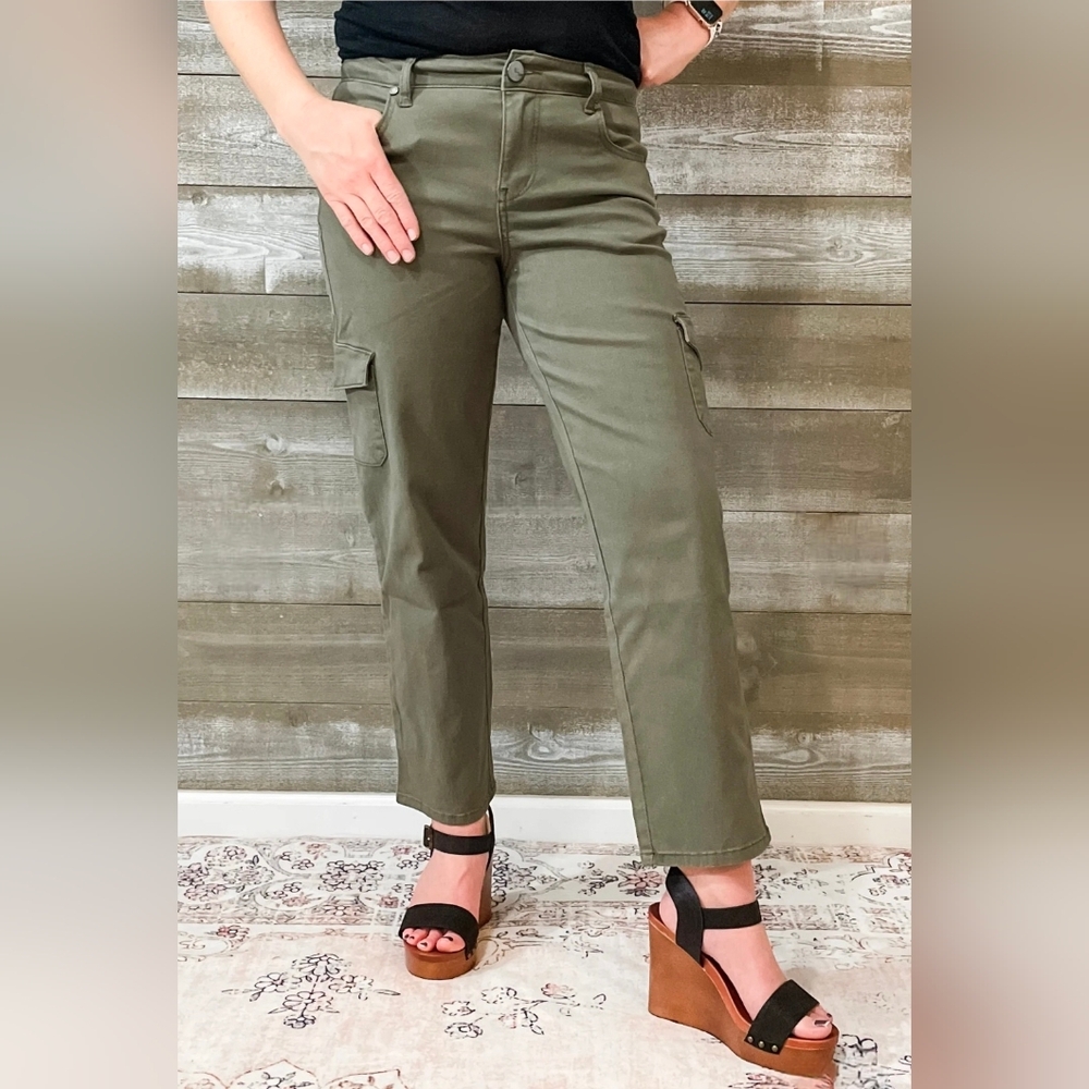 1822 Denim Cargo Military Green Straight Pants sz 12